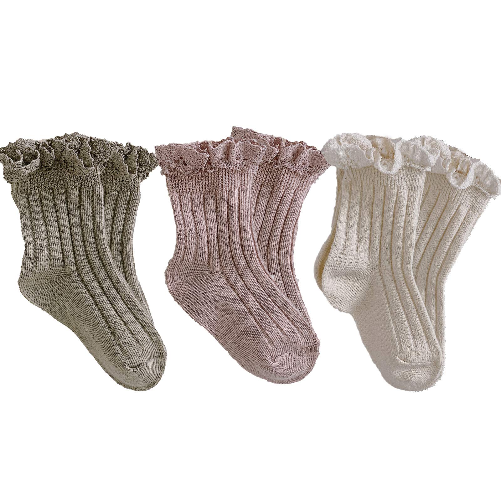 Ashmyova Baby Girls Vintage Ankle Lace Socks - 6 Pack Toddler Ruffled Dress Socks for Casual Outfits, Parties & Photo Shoots | Soft & Comfortable Cotton Blend