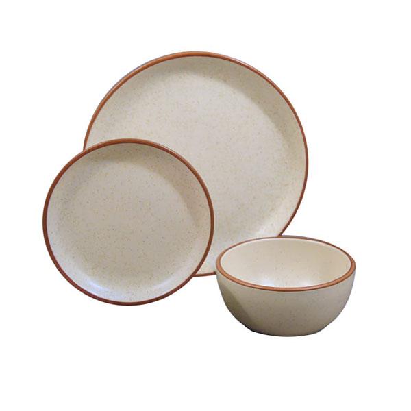Della Terra 3-Piece Beige & Brown Dinnerware Set - Elegant Plates, Bowls & Mugs for Casual Dining, Entertaining & Everyday Use