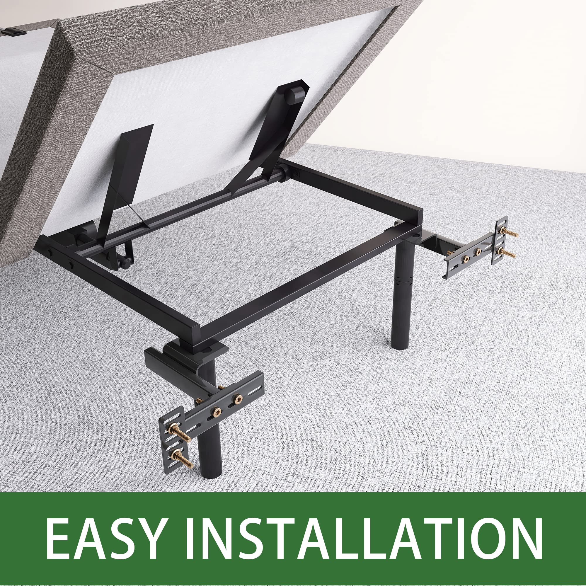Adjustable Headboard Brackets for Metal Bed Frame - Heavy Duty Headboard & Footboard Extension Kit - Fits Twin, Full, Queen & King Size Beds - Set of 2 Matte Black Brackets - Perfect for Bedroom Furniture Assembly and DIY Bed Frame Projects