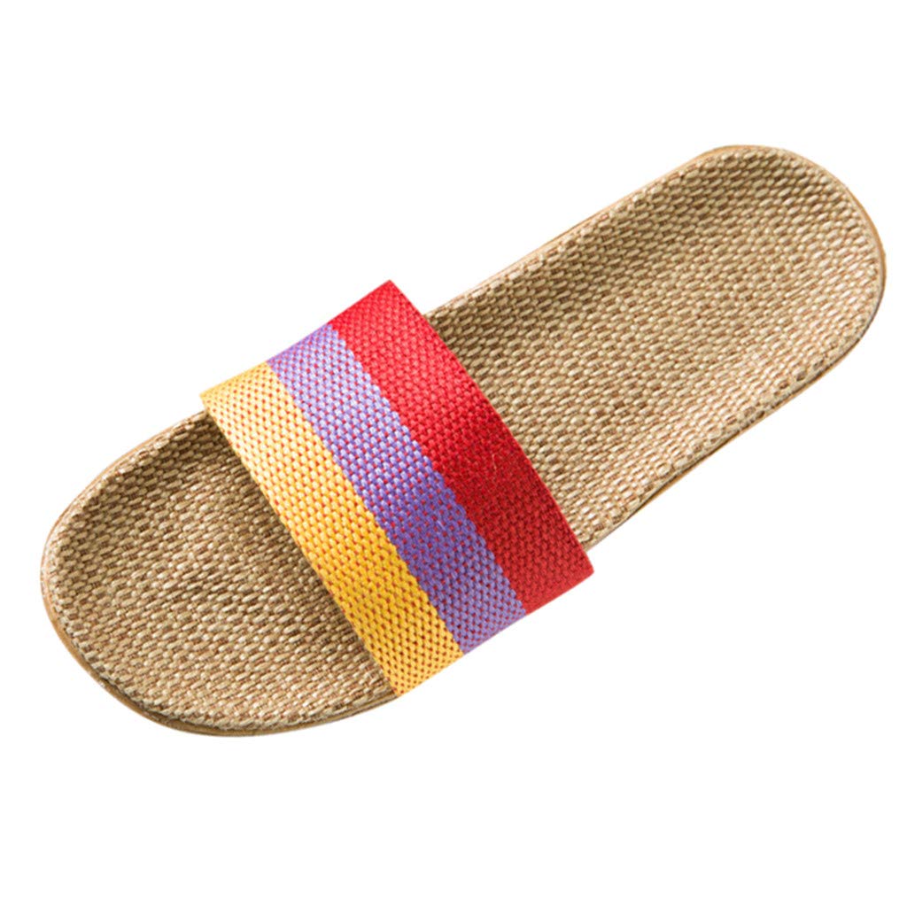 Women's Linen Slip-On Slippers - Breathable Anti-Slip Memory Foam House Shoes for Indoor & Beach Wear - Comfortable Home Sandals for Relaxation, Lounging and Spa Days