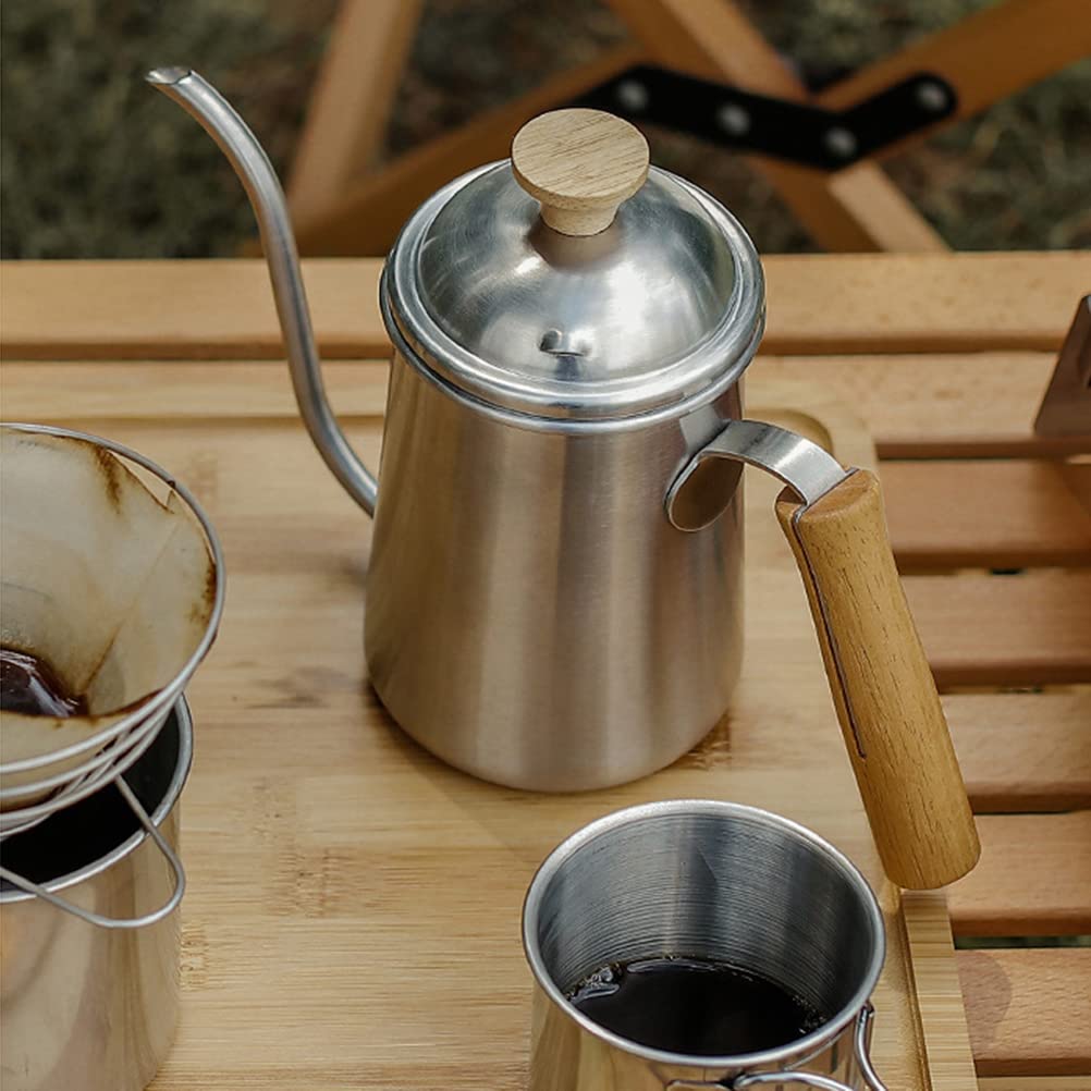 Premium Stainless Steel Gooseneck Coffee Kettle for Pour Over & Drip Coffee - Stovetop Tea Kettle with Ergonomic Wooden Handle - Perfect for Home Baristas, Coffee Shops & Tea Lovers