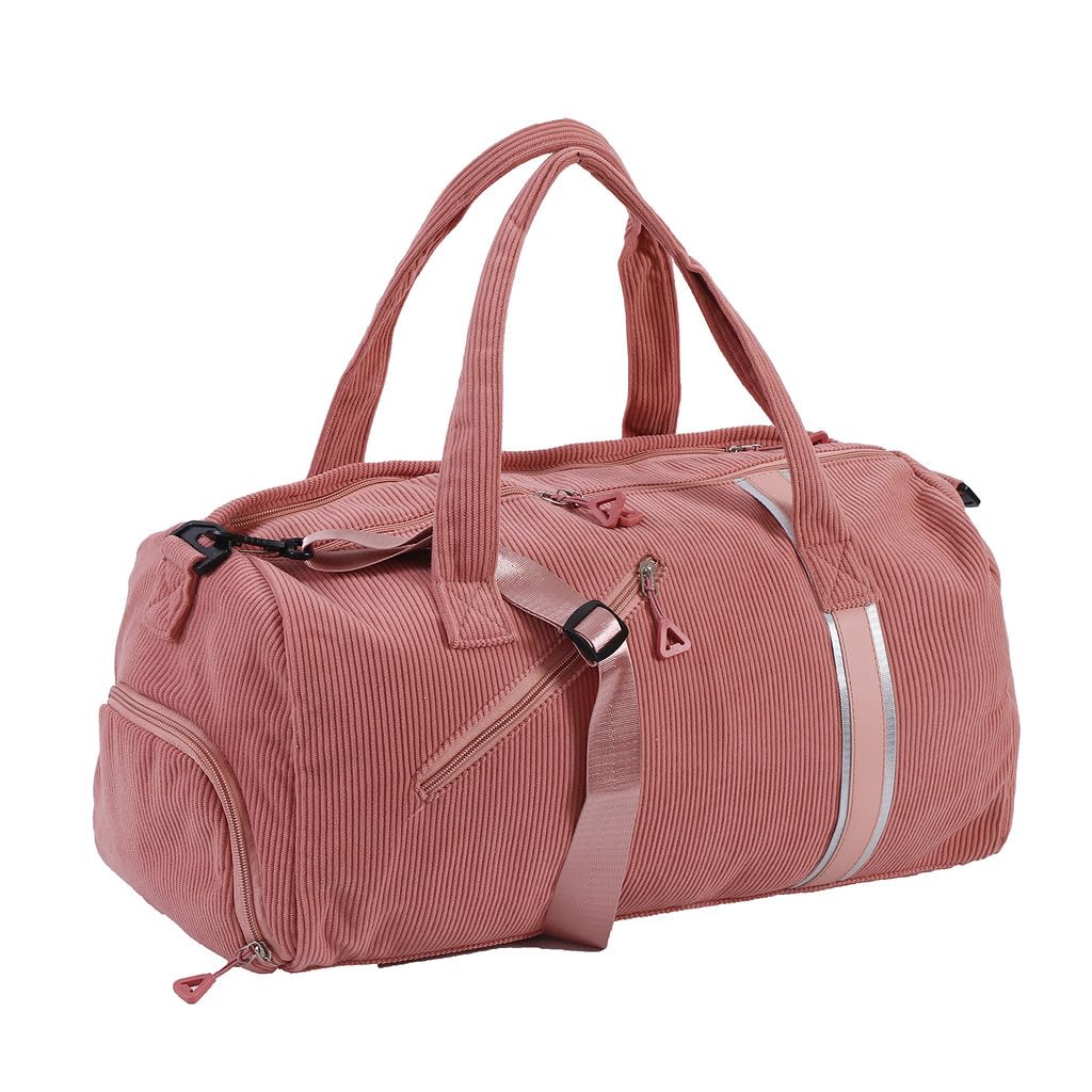 Large Gym Bag for Women - Waterproof Travel Duffle Bag & Weekender Carry On Tote - Pink Sports Duffel for Workout, Yoga, Beach, Travel & Gym