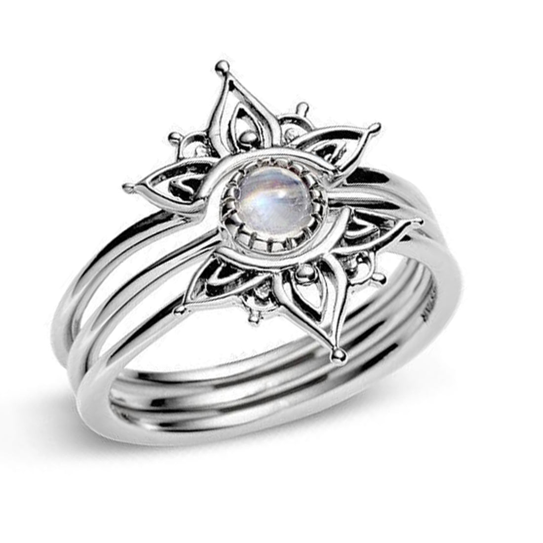Wanderlust Moonstone Ring Set for Women - Elegant Boho Jewelry with Healing Stones | Perfect for Travel, Meditation & Spiritual Gifts