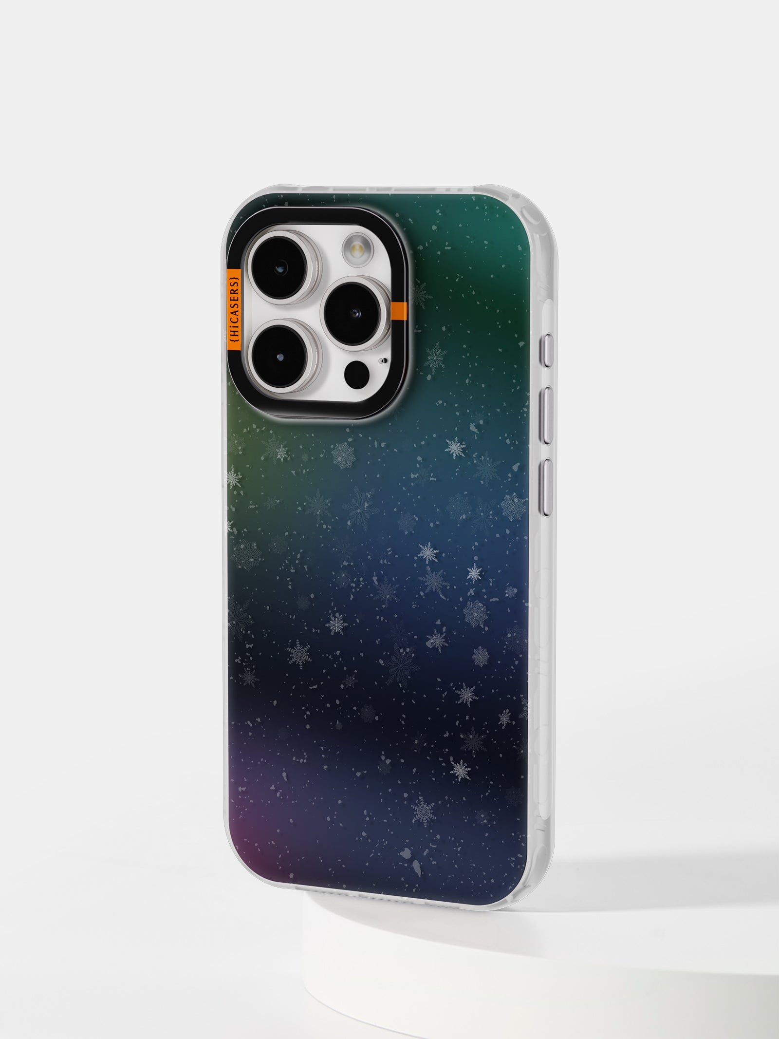 Iridescent Snowflake Pattern Mirror Case - Deep Navy Blue Phone Cover for iPhone & Samsung | Perfect for Winter Holidays & Christmas Gifts