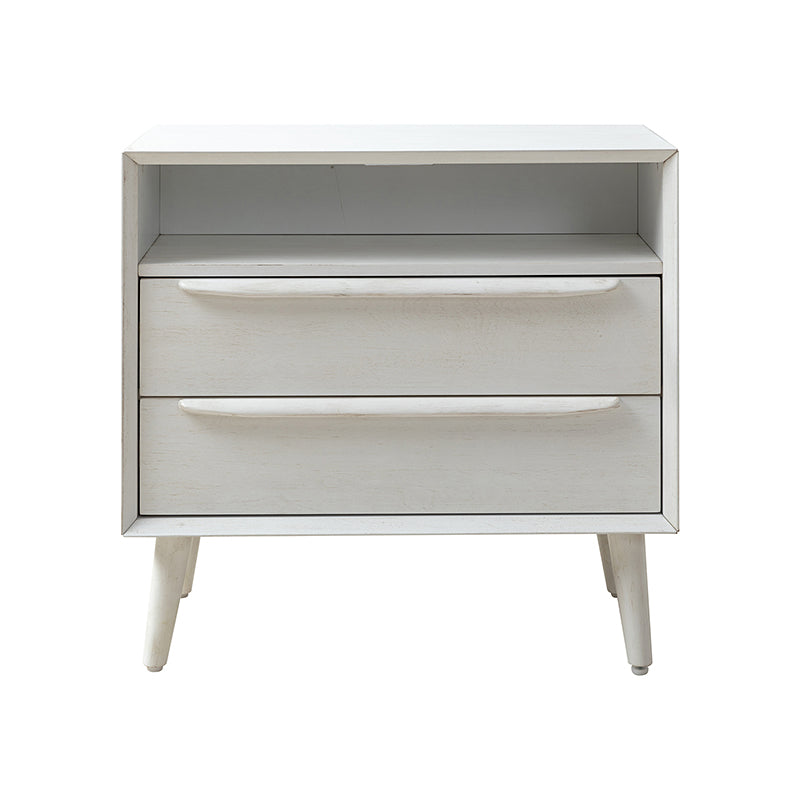 Mid Century Modern Nightstand with 2 Drawers & Built-in USB Outlets - Stylish Bedside Table for Bedroom, Living Room, or Office
