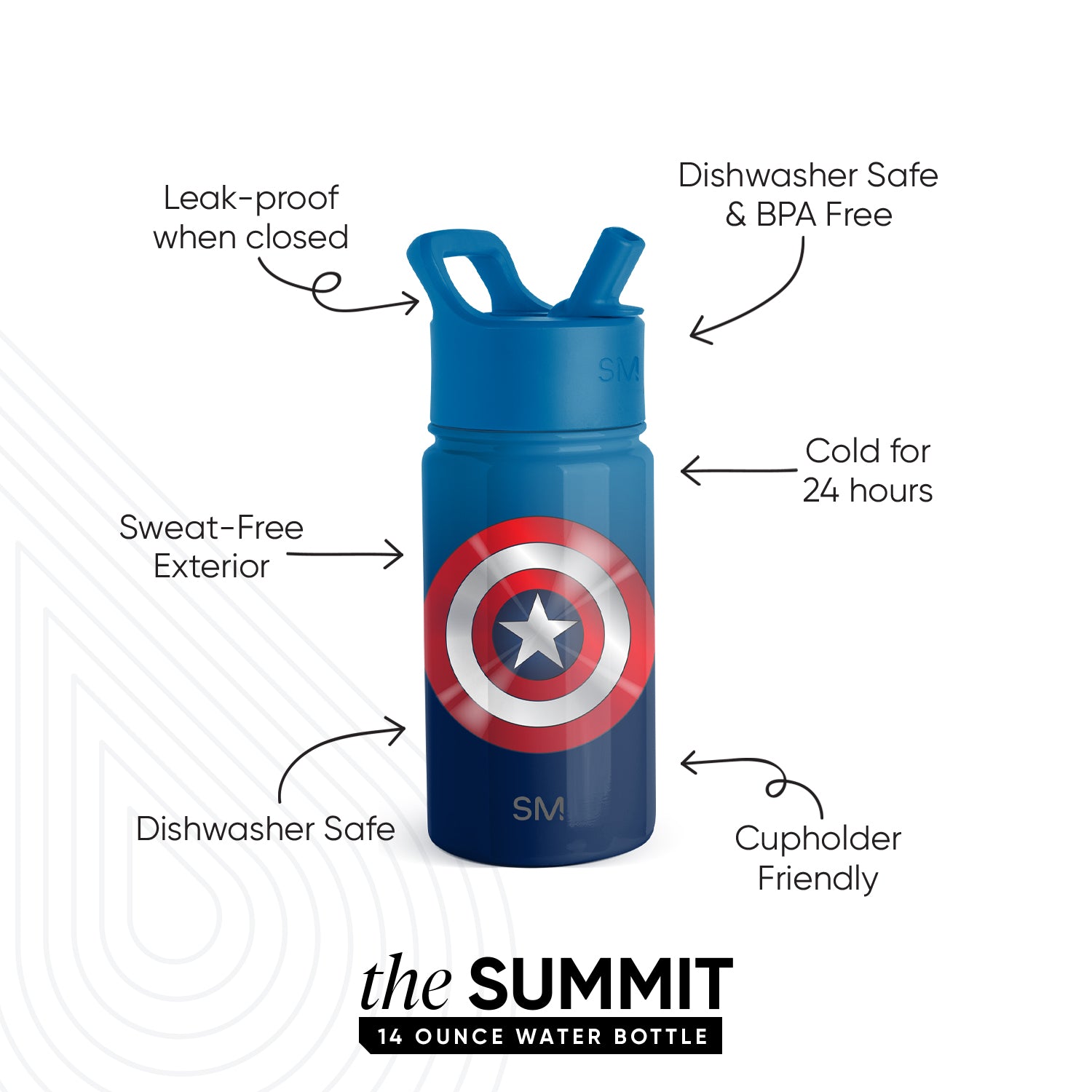 Summit Kids Water Bottle with Straw Lid - BPA Free, Leak Proof, Insulated Stainless Steel Bottle for School, Sports & Outdoor Activities