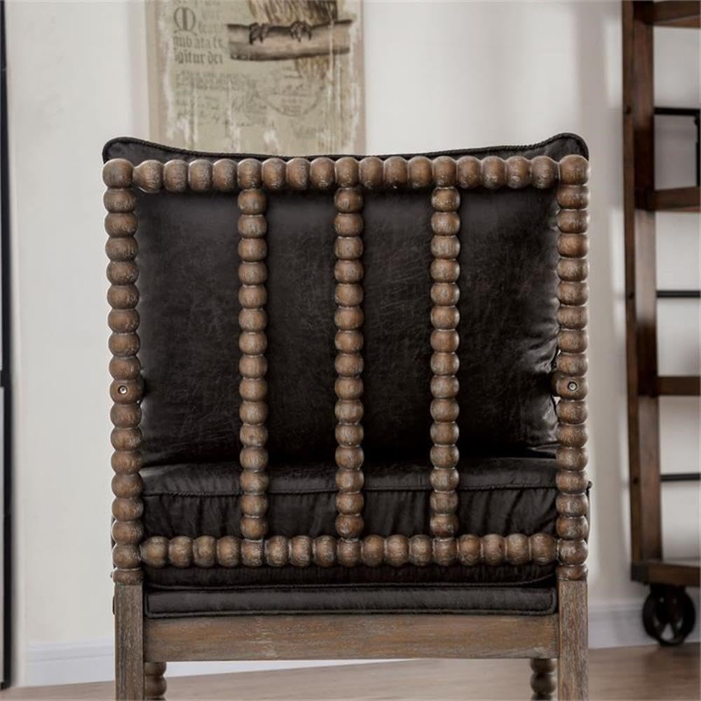 Montrose Wood Cushioned Accent Chair in Warm Gray by Furniture of America - Perfect for Living Room, Bedroom & Home Office Decor