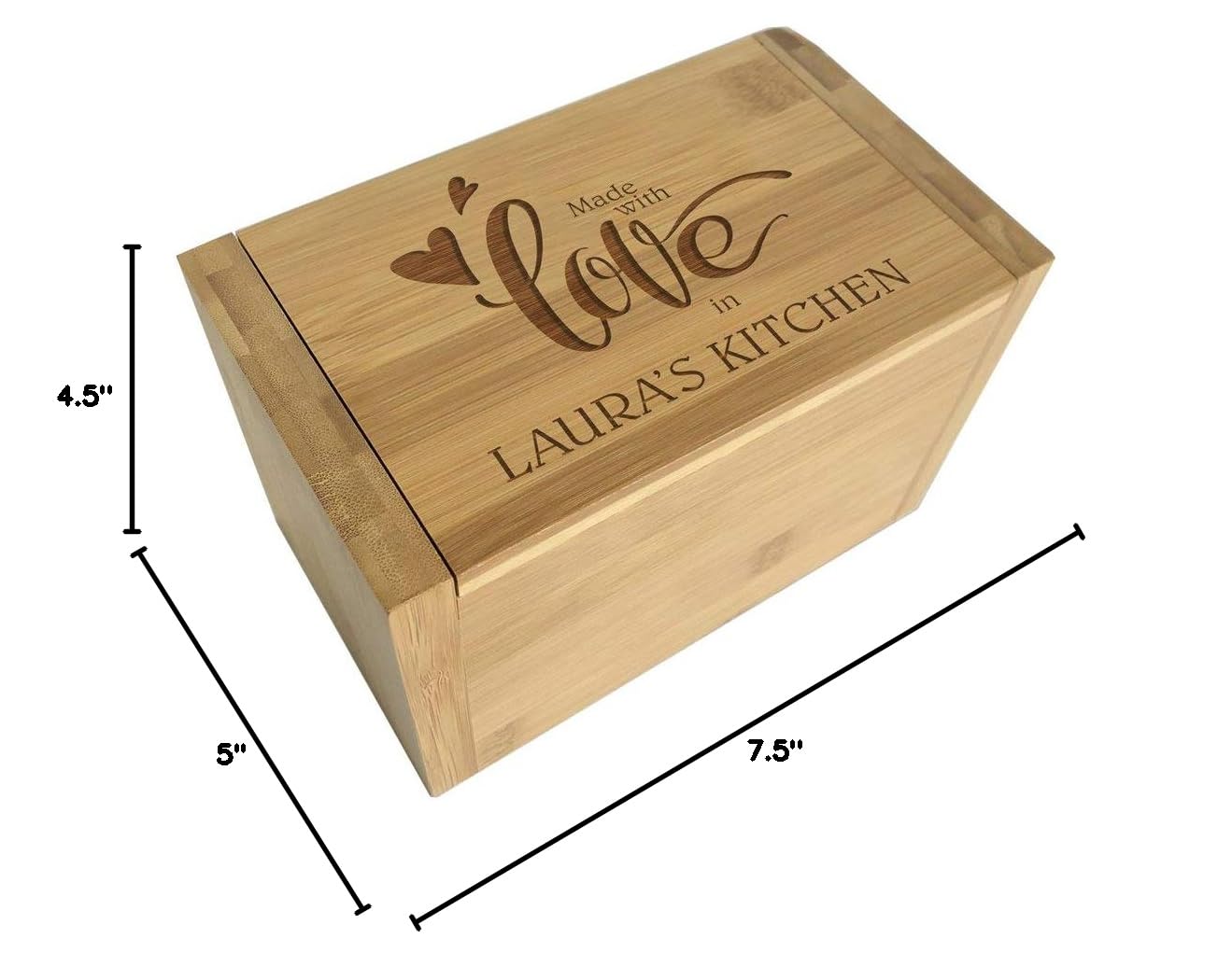 Personalized Engraved Recipe Box - Made With Love - Perfect for Family Recipes, Wedding Gifts & Kitchen Organization