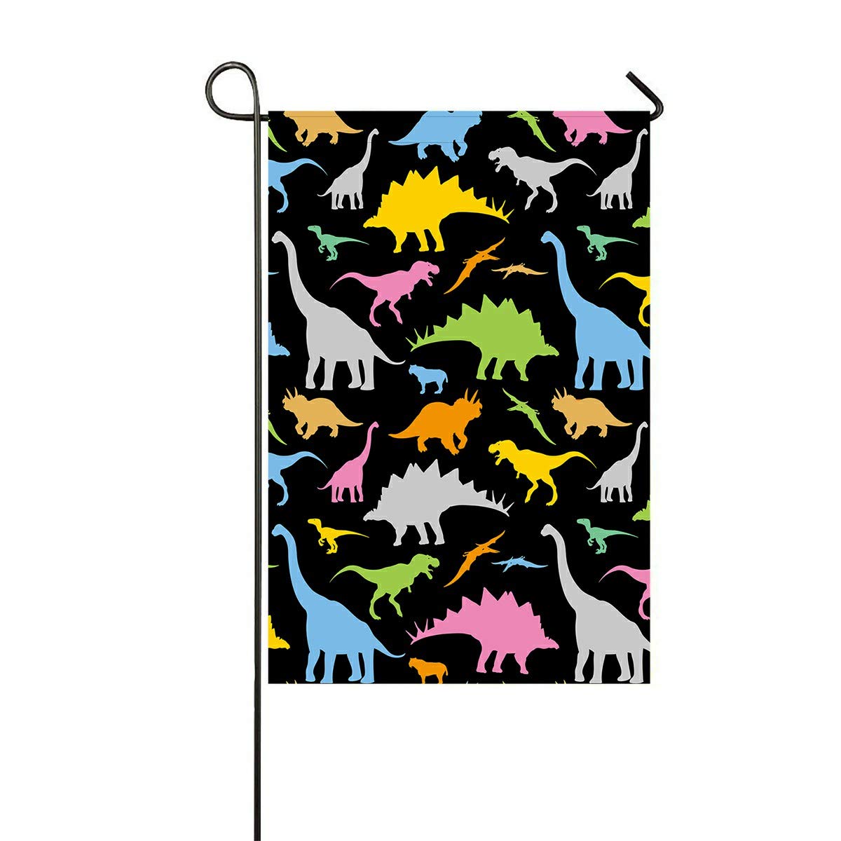 Dinosaur Garden Flag 12x18 Inch - Outdoor Dinosaur Decor for Yard, Lawn, Party - Weatherproof Double-Sided Dinosaur Pattern Flag for Home, Garden, Birthday, Kids Room Decoration