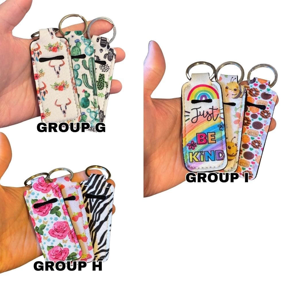 3-Piece Assorted Lip Balm Holder Keychain Set - Cute Keyring for Party Favors, Gift Bags & Everyday Carry (Perfect for Birthdays, Travel & Cosmetics Organization)