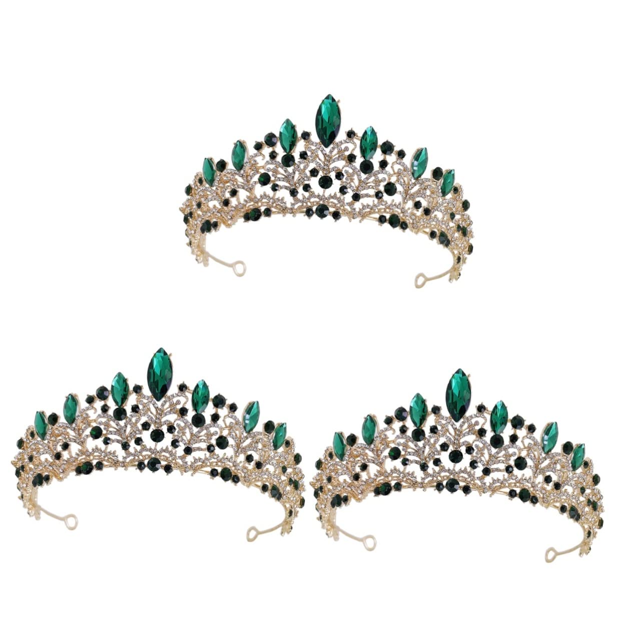 2pcs FRCOLOR Crystal Crown Hair Accessories for Bride - Rhinestone Wedding Headband in Red, Zinc Alloy Bridal Hairpiece for Weddings, Prom, Pageants & Special Occasions