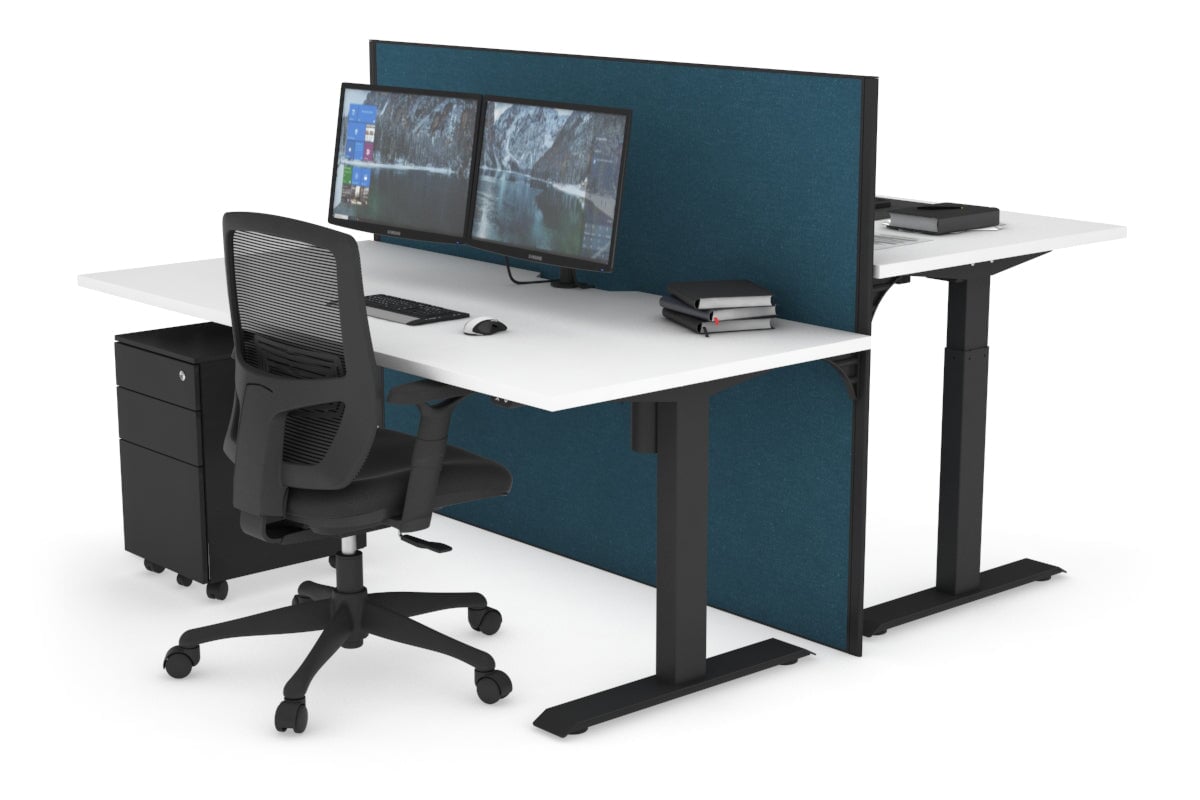 Height Adjustable 2 Person Workbench - 1600L x 800W with Cable Management - Perfect for Office, Workshop & Collaborative Workspaces