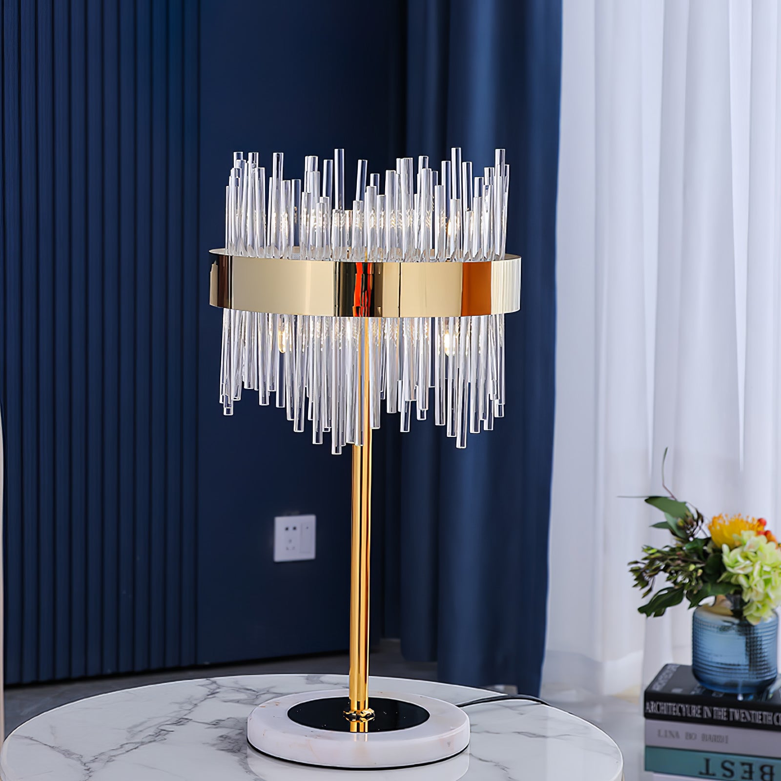 Elegant Crystal Marble LED Desk Lamp - Modern Office & Study Table Light for Home, Bedroom, Dorm - Perfect for Reading, Working & Decor