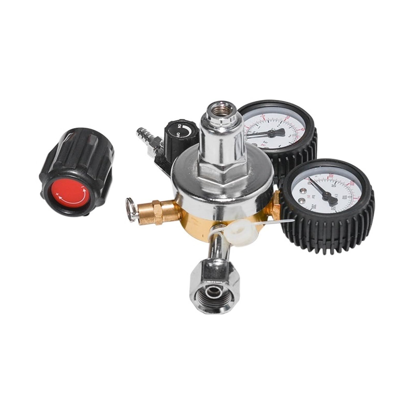 SHYISY CO2 Pressure Regulator for Beverages, Beer, Carbonation - Dual Gauge CO2 Bottle Pressure Reducer with W21.8 Connection - Perfect for Home Brewing, Keg Systems & Soda Dispensing