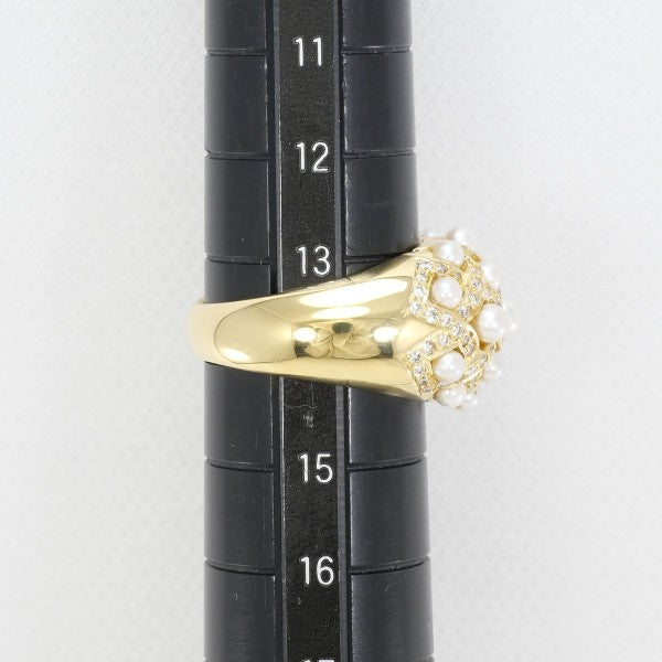 18K Yellow Gold Akoya Pearl Diamond Ring for Women - Elegant Bridal Jewelry, Anniversary Gift, Wedding Engagement Ring - Perfect for Special Occasions & Romantic Dates