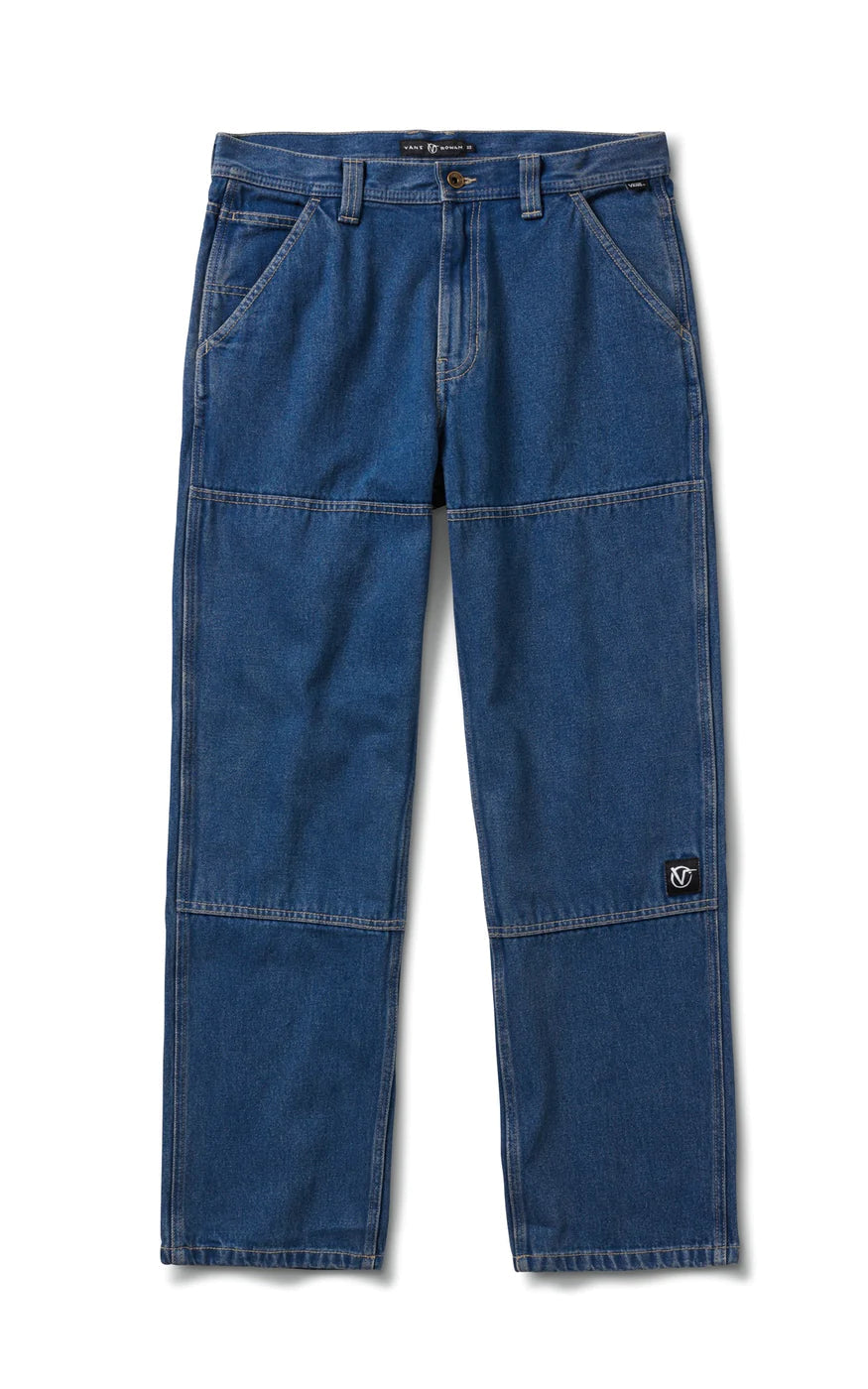 VANS Rowan Zorilla Drill Chore Loose Carpenter Denim Pants for Men - Vintage Indigo Wash, Relaxed Fit Workwear Jeans - Perfect for Casual Wear, Skateboarding and Outdoor Activities