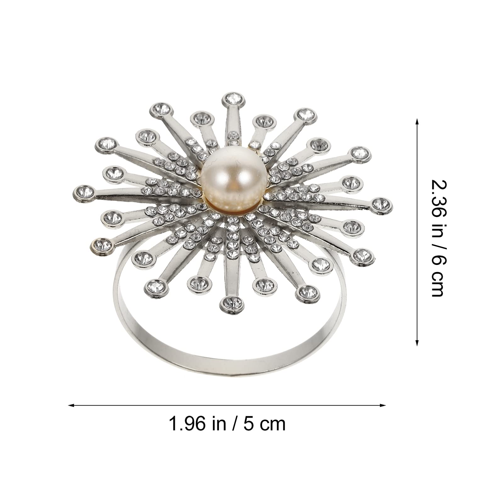 6pcs Sunflower Pearl Napkin Rings Set - Elegant Floral Napkin Holders for Wedding, Banquet & Dinner Table Decor - Perfect for Holiday Parties, Hotel & Restaurant Table Settings
