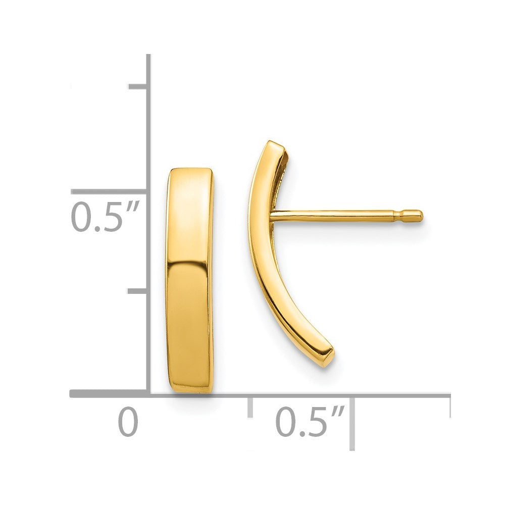 Gold Curved Bar Post Earrings - YE1870 Model | Elegant Dangle Earrings for Women | Perfect for Parties, Weddings & Everyday Wear
