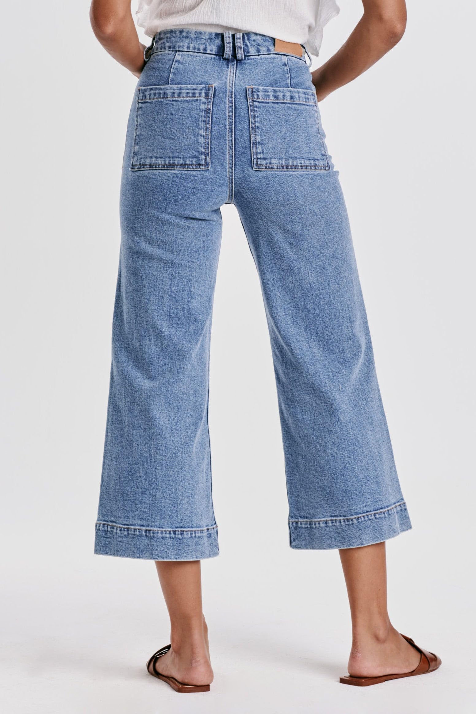 DEAR JOHN Women's Audrey Super High Rise Cropped Wide Leg Jeans - Comfortable Stretch Denim Pants for Casual Wear & Everyday Outfits