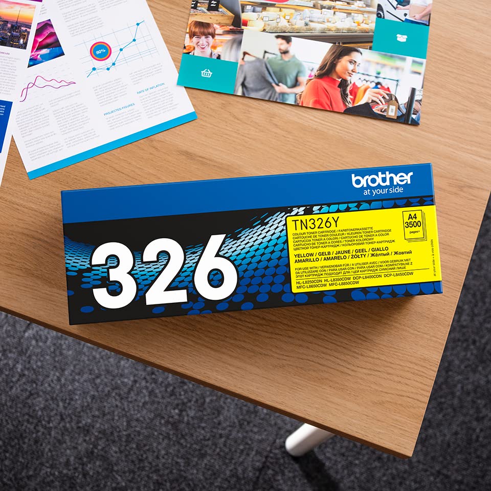 Brother TN-326Y Genuine Yellow High Yield Toner Cartridge - Single Pack (1 Cartridge) | Compatible with Brother Printers | Ideal for Office, Home & Business Printing Needs
