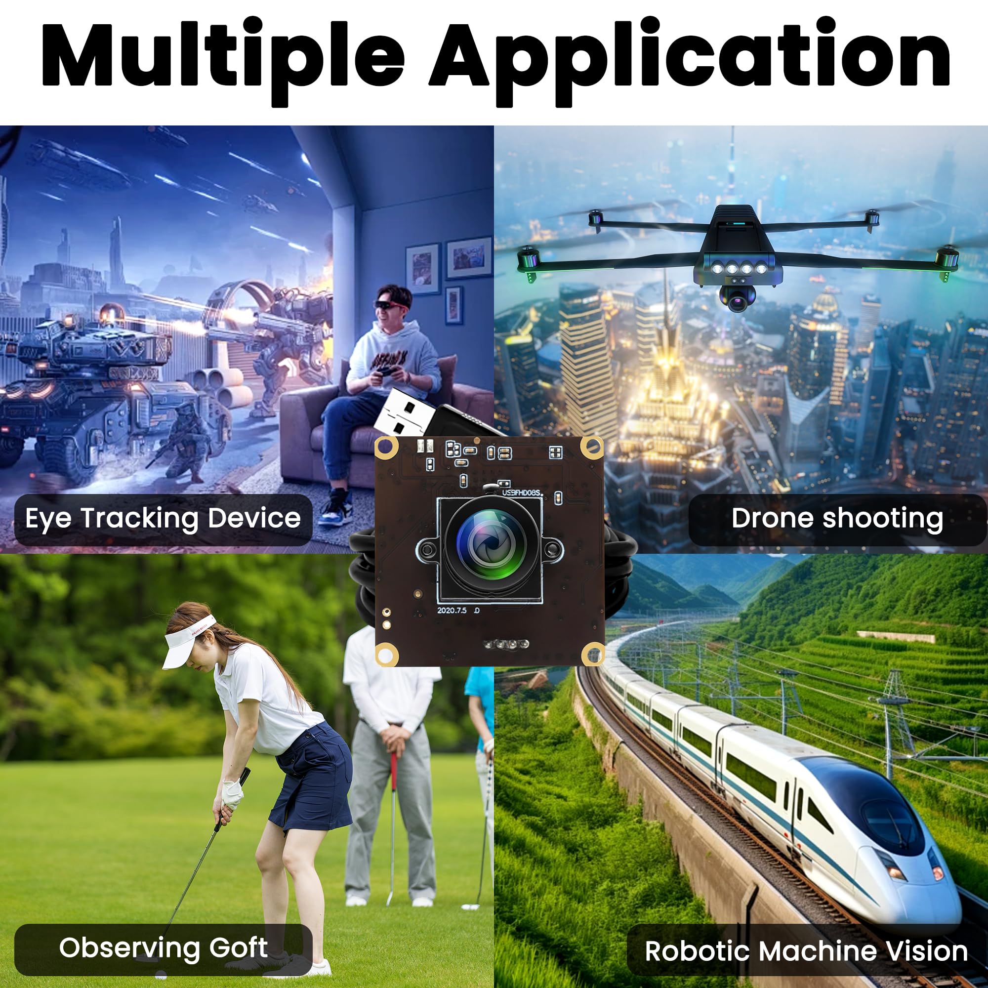 ELP 2MP USB UVC Camera - 260fps High Speed, 36° No Distortion Lens, Plug & Play Industrial Webcam for Lightburn, Raspberry Pi, Jetson Nano - Perfect for CNC Laser Engraving, 3D Printing & Computer Vision Projects