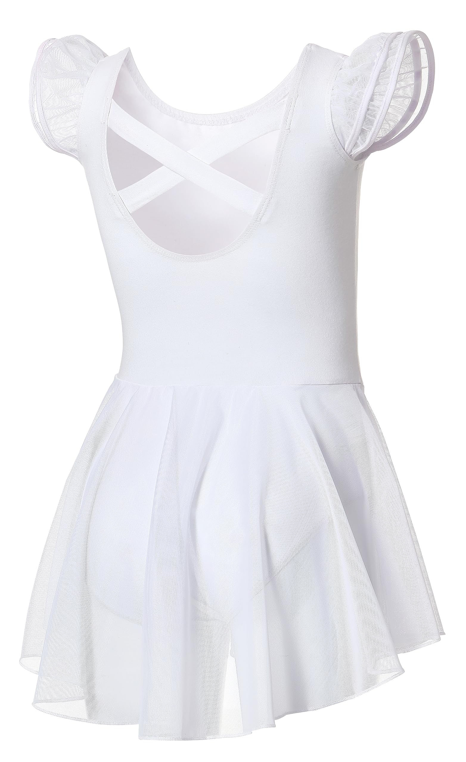 DIPUG Girls Ballet Leotard with Skirt - Toddler Dance Leotard with Flutter Sleeves & Criss Cross Back - Perfect for Ballet Class, Recitals & Dance Performances