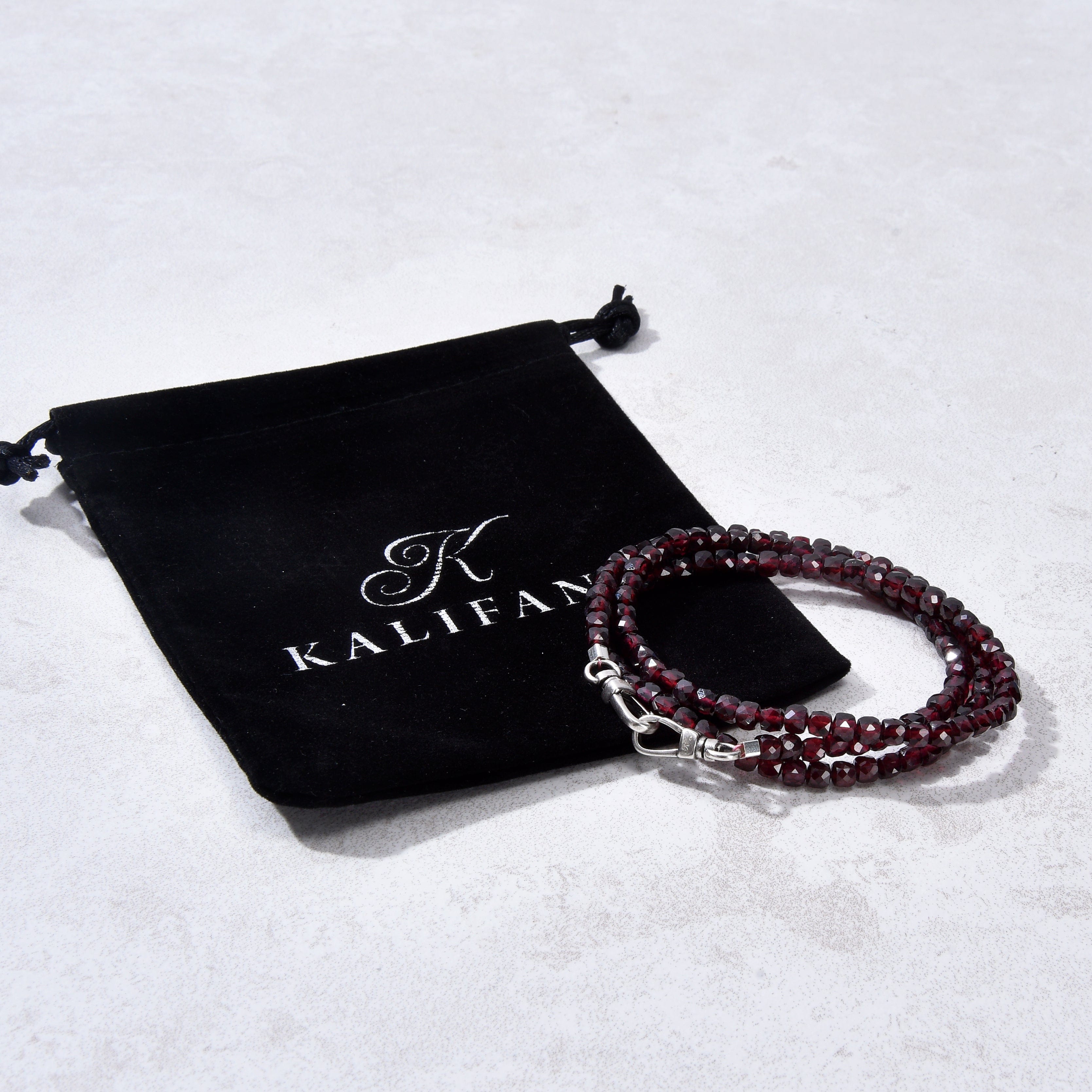 4mm Garnet Faceted Cube Beaded Necklace & Multi-Wrap Bracelet Set - Elegant Jewelry for Women, Gift for Her, Perfect for Parties, Weddings and Everyday Wear