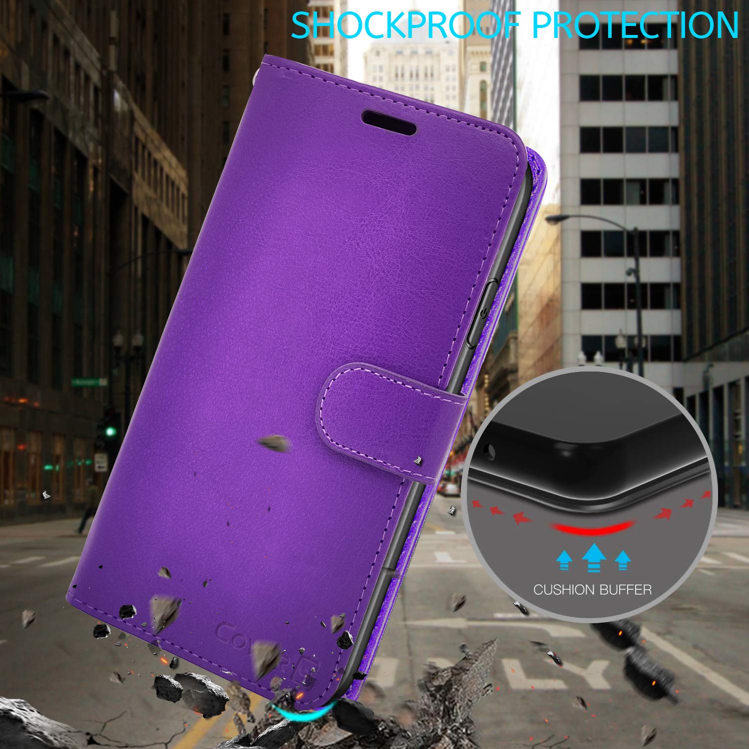 RFID Blocking PU Leather Wallet Case for Motorola Moto E7 - Flip Folio Stand Cover with Card Slots & Cash Pocket (Purple) | Perfect for Daily Commute, Travel & Contactless Payment Protection