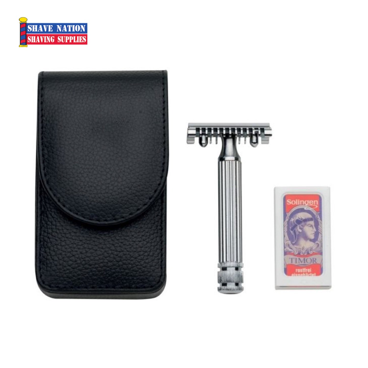 Fatip Chrome Grande Open Comb Safety Razor Travel Shaving Kit for Men - Premium Double Edge Razor with Travel Case - Perfect for Home & On-The-Go Grooming
