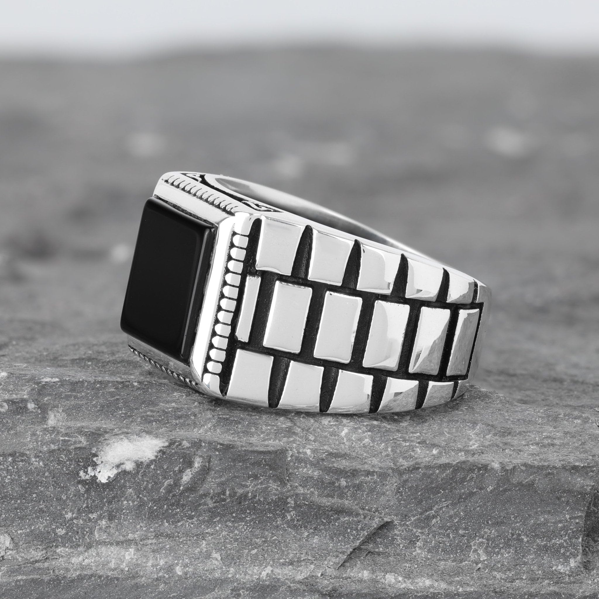 Men's Sterling Silver Rings with Onyx or Turquoise Stone - Elegant Jewelry for Men | Perfect for Weddings, Gifts & Everyday Wear