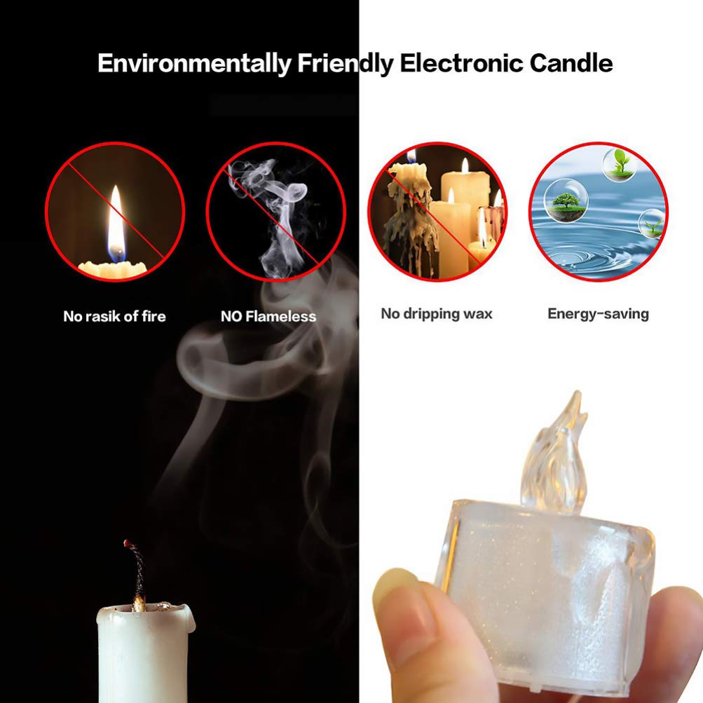 Garneck 12Pcs LED Electronic Candles - Halloween Decorative Lights, Plastic Candle-Shaped Lamps with White LED for Home Decor, Party, Wedding & Holiday Displays