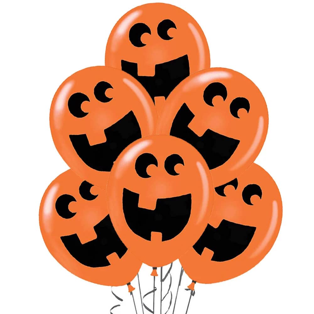 PMU Halloween Big Mouth Jack Balloons - 11 Inch Small Latex Jack-o-Lantern Balloons for Halloween Theme Parties, Decorations & Party Favors - Orange (12 Pack) - Perfect for Spooky Decor, Trick or Treat Bags & Haunted House Parties