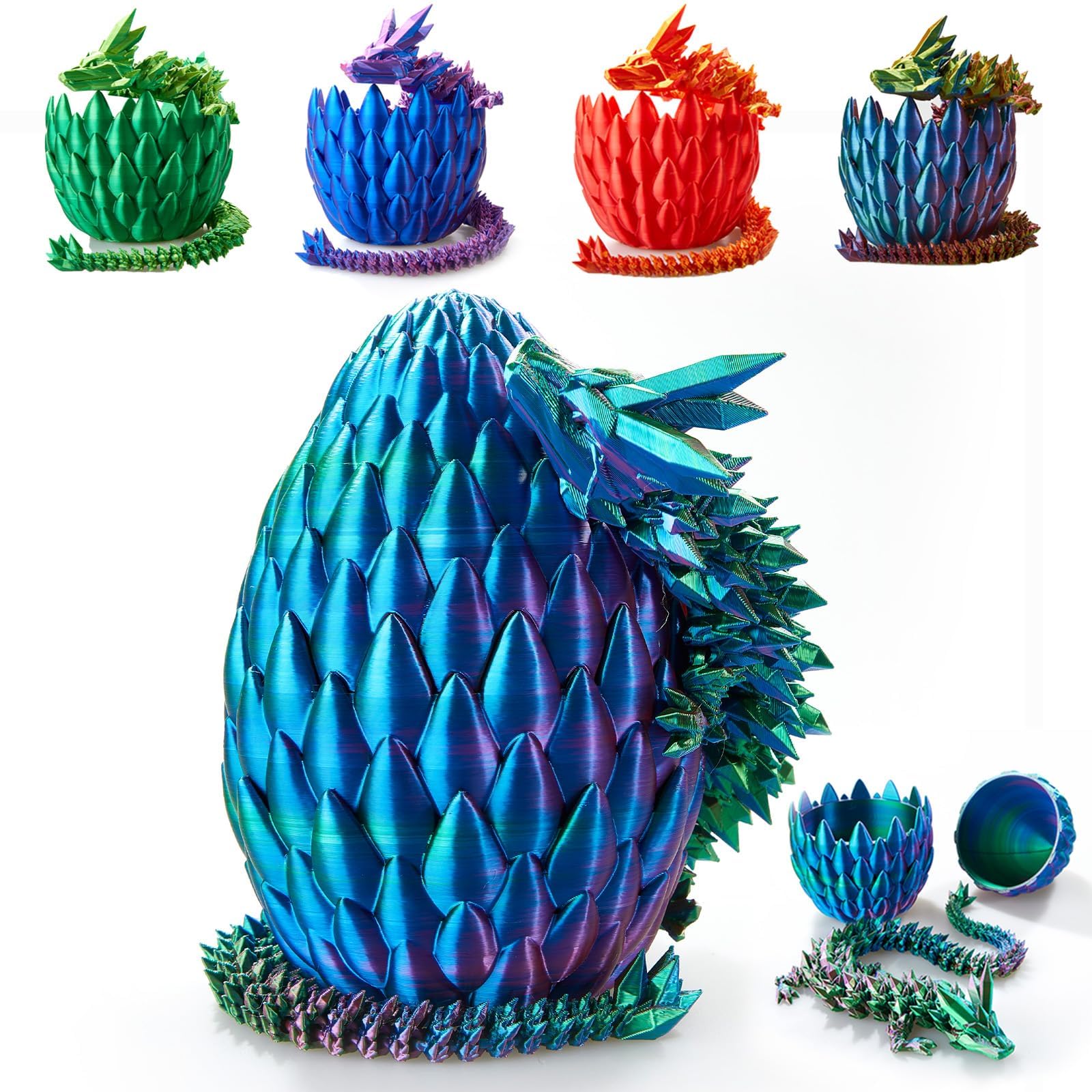 3D Printed Dragon Egg - 15 Inch Crystal Dragon Easter Egg, Surprise Fidget Toy for Kids & Adults, Unique Home Office Decor Gift for Birthdays & Holidays - Perfect for Stress Relief, Party Favors, and Fantasy Themed Collections