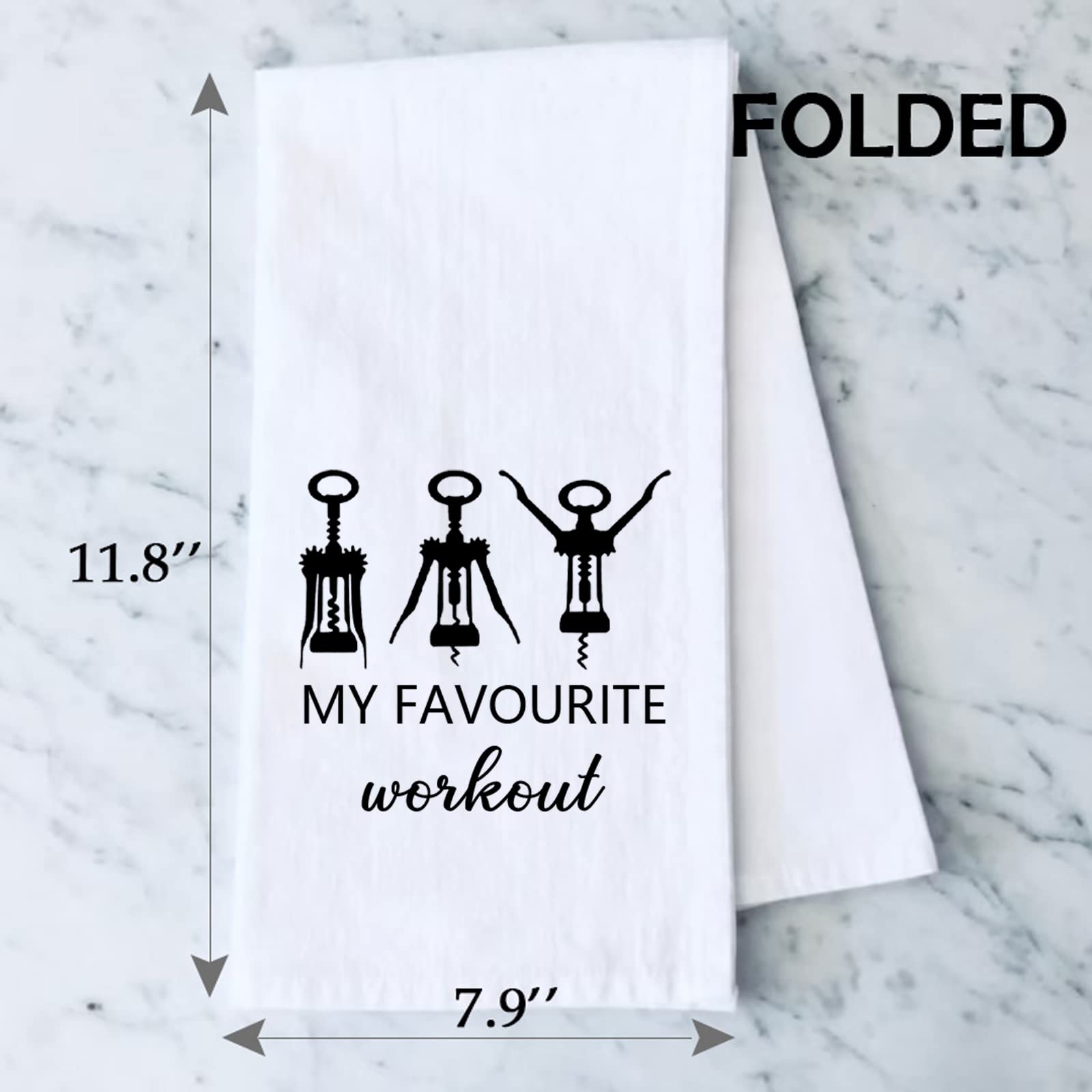Funny Wine Kitchen Towel - My Favorite Workout Corkscrew Design - Perfect Gift for Wine Lovers & Housewarming - Absorbent & Durable - Great for Kitchens, Gyms & Wine Parties