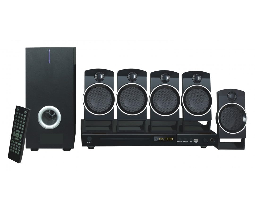 NAXA Electronics ND-859 5.1-Channel Home Theater DVD Player with Digital Media Playback & Karaoke System - Black | Perfect for Movie Nights & Home Entertainment