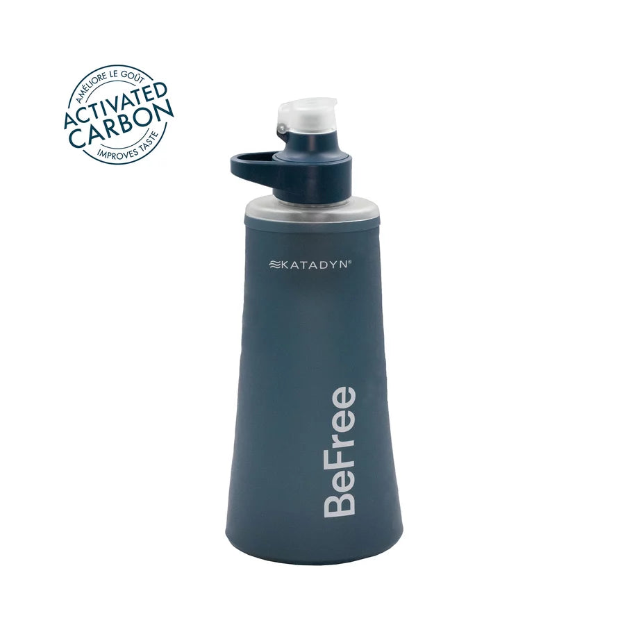 Katadyn BeFree AC 1.0L Water Filter Bottle - Portable Microfilter for Hiking, Camping & Travel - Slate Blue - BPA Free Hydration System