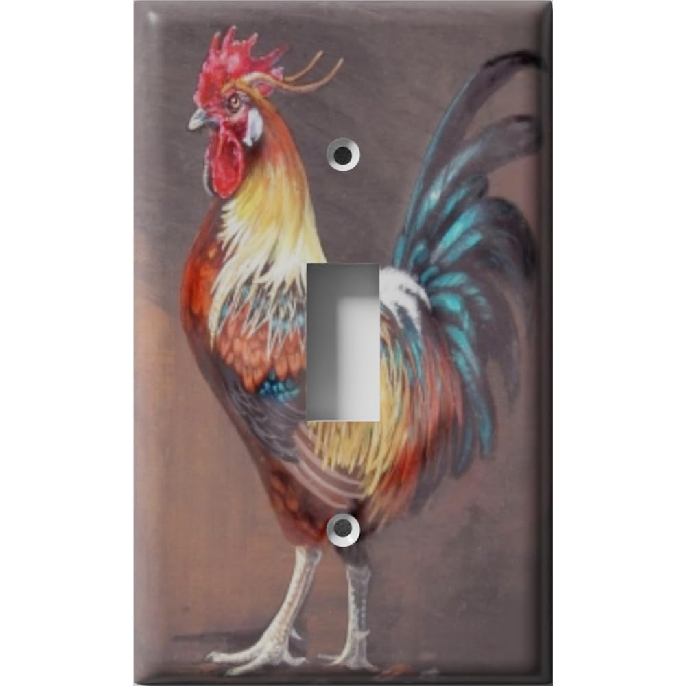 Colorful Rooster Light Switch Cover - Single Toggle Wall Plate for Home Decor