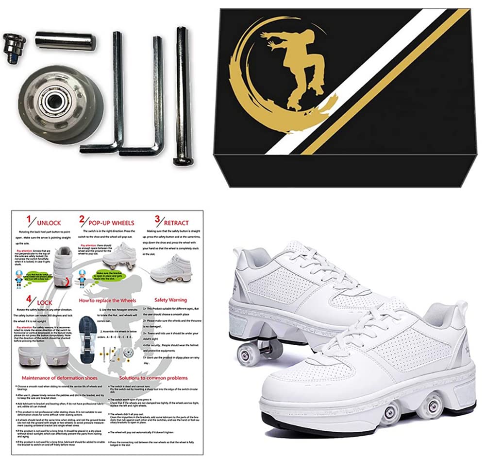 2-in-1 Deformable Roller Shoes for Men & Women - Convertible Parkour & Inline Skates with Double-Row Wheels | Outdoor Sports, Fitness Training & Urban Commuting Shoes