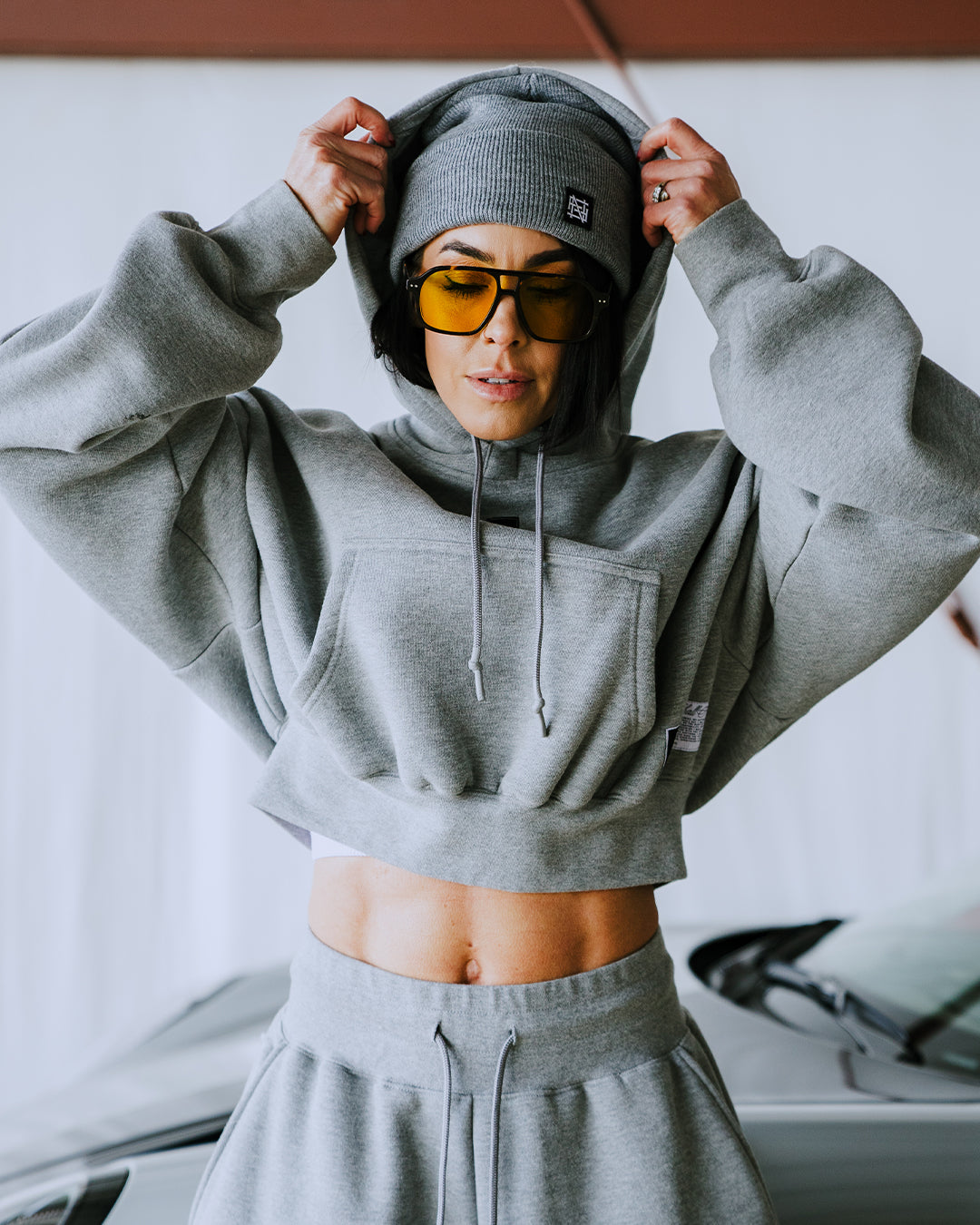 Women's Oversized Crop Hoodie - Heather Grey | Casual Streetwear for Women | Perfect for Loungewear, Gym & Outdoor Activities