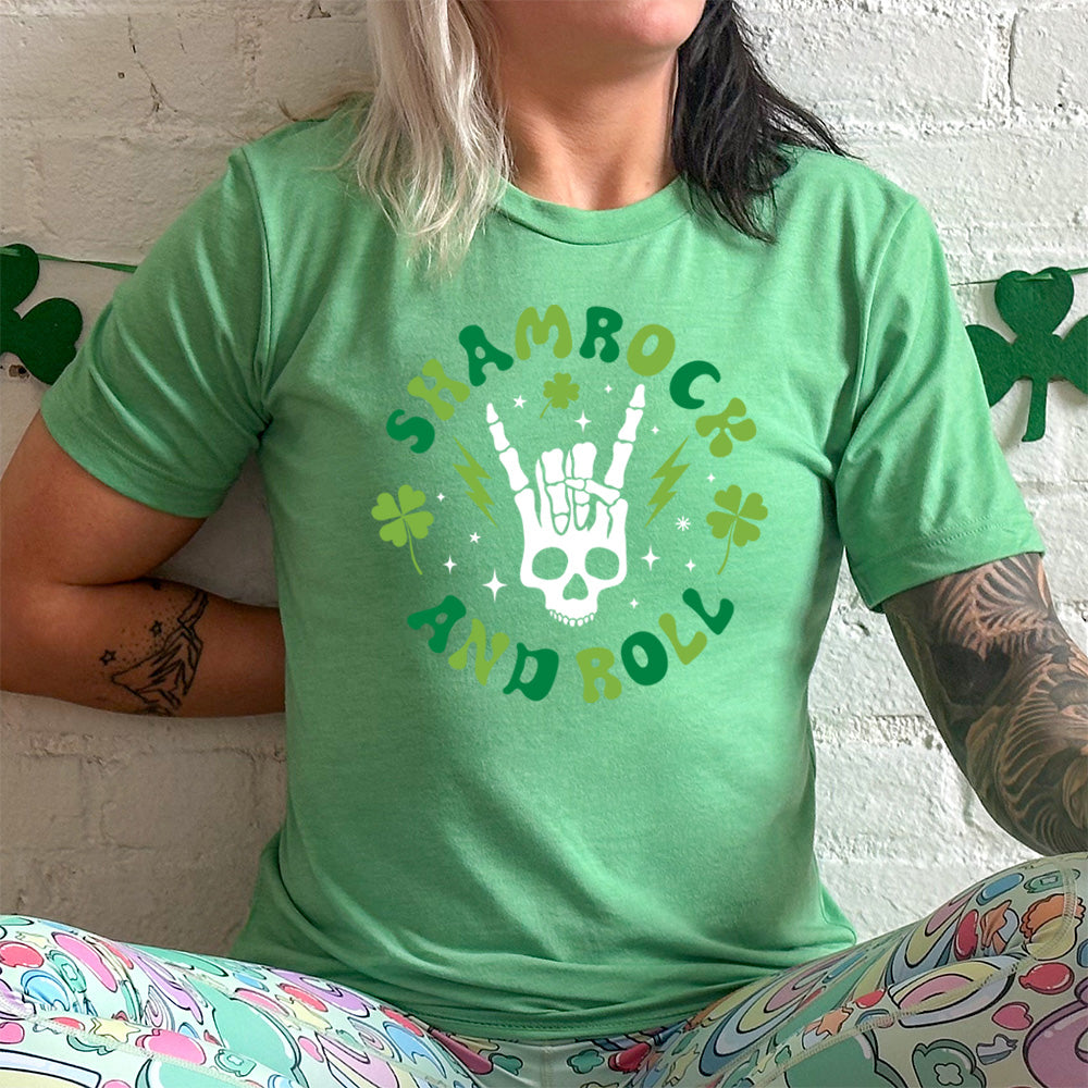 Shamrock and Roll Unisex T-Shirt - St. Patrick's Day Apparel for Men & Women - Perfect for Parties, Parades & Casual Wear