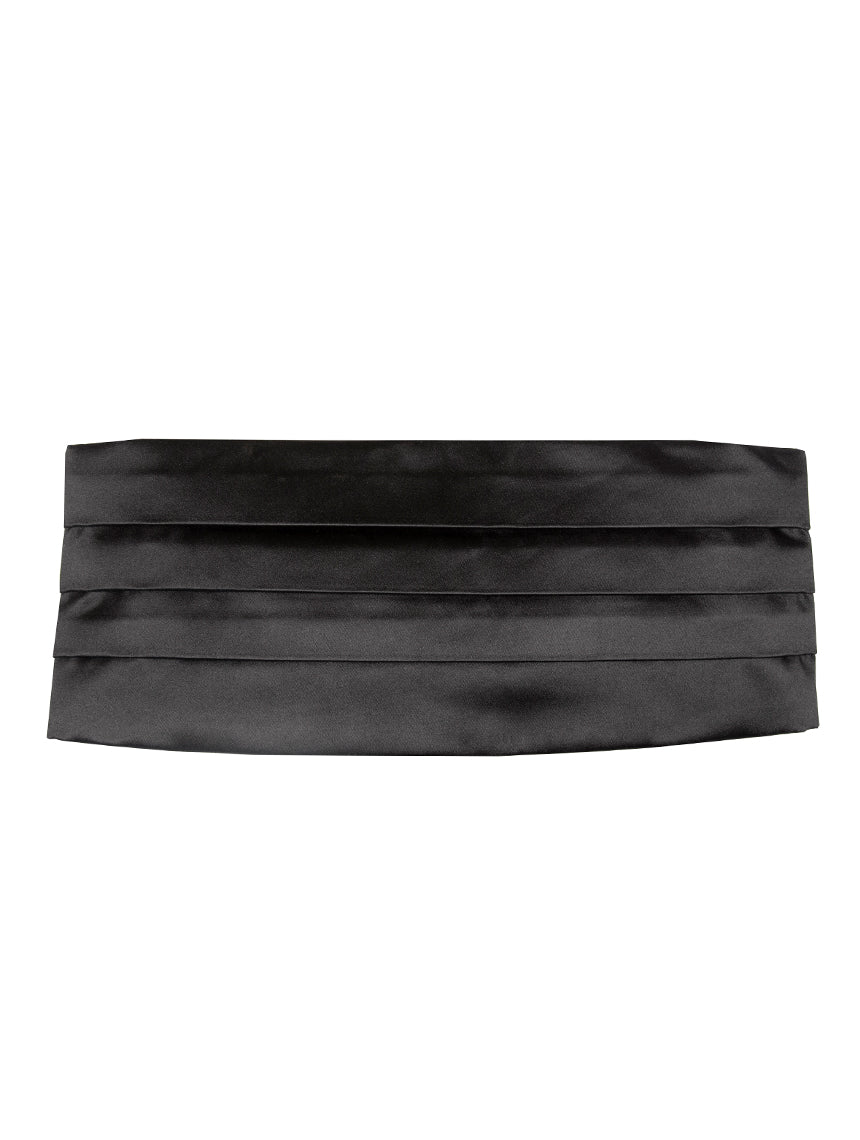DÉCLIC Black Silk Cummerbund for Men - Elegant Formal Waistband for Weddings, Tuxedos & Black Tie Events
