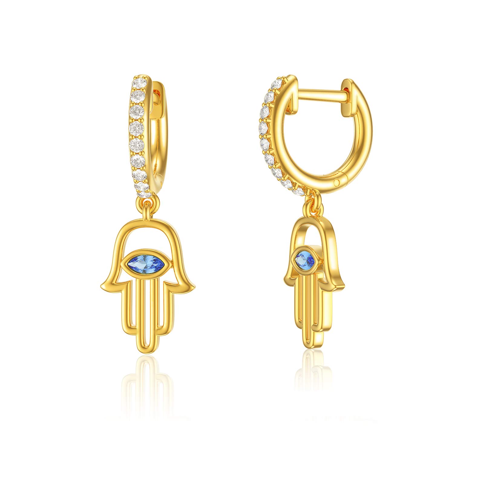 14K Gold Cartilage Hoop Earrings for Men & Women - Small Evil Eye Cross Hoops with Cubic Zirconia - Dainty Jewelry Gift for Birthday, Anniversary - Perfect for Everyday Wear & Special Occasions