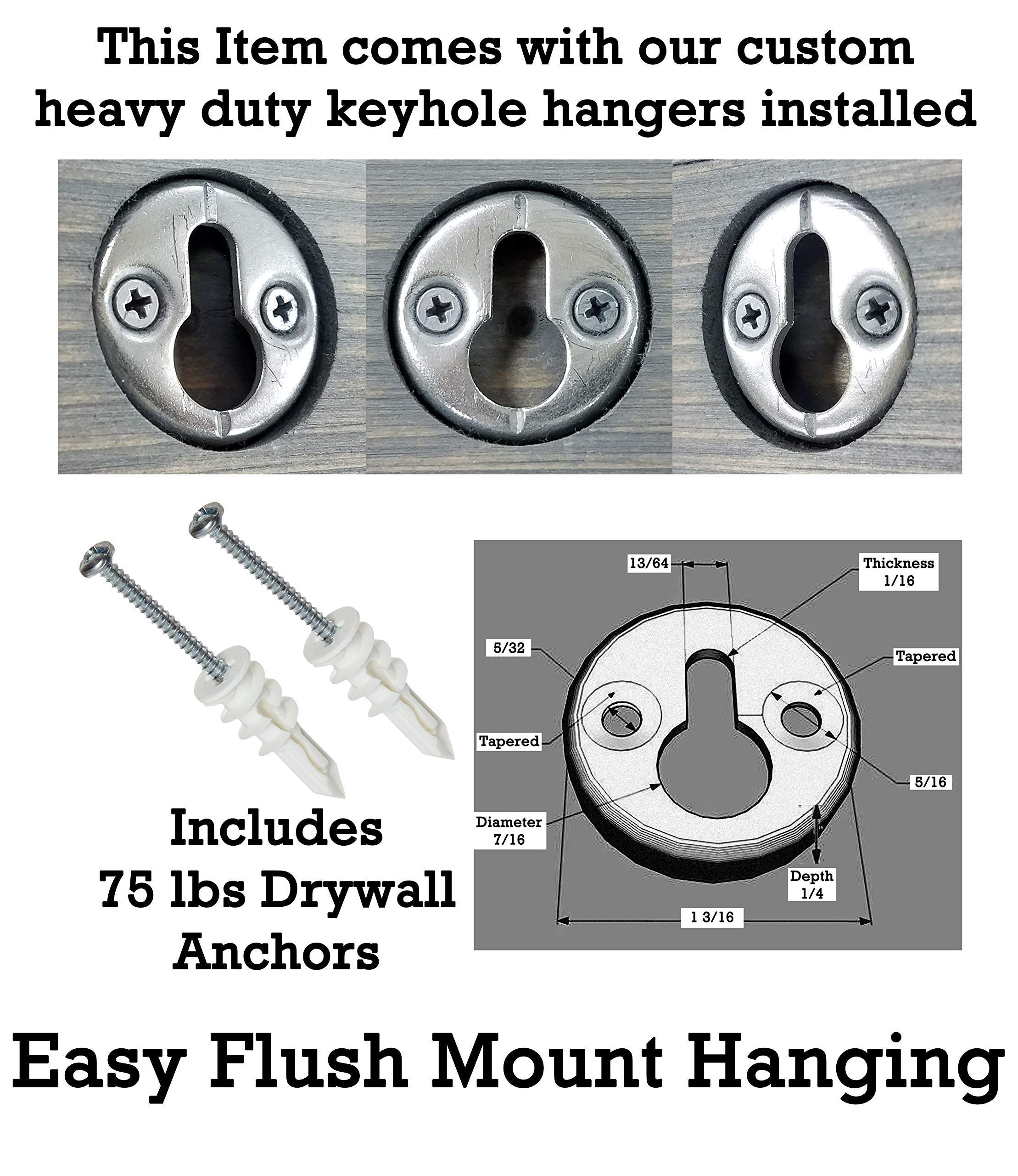 Millwood Wall Mirror with Rustic Hooks - Customizable Dark Walnut Entryway Mirror with 5 Coat Hooks - Farmhouse Decor for Hanging Keys, Hats & Jackets - Perfect for Hallway, Bedroom or Mudroom Organization