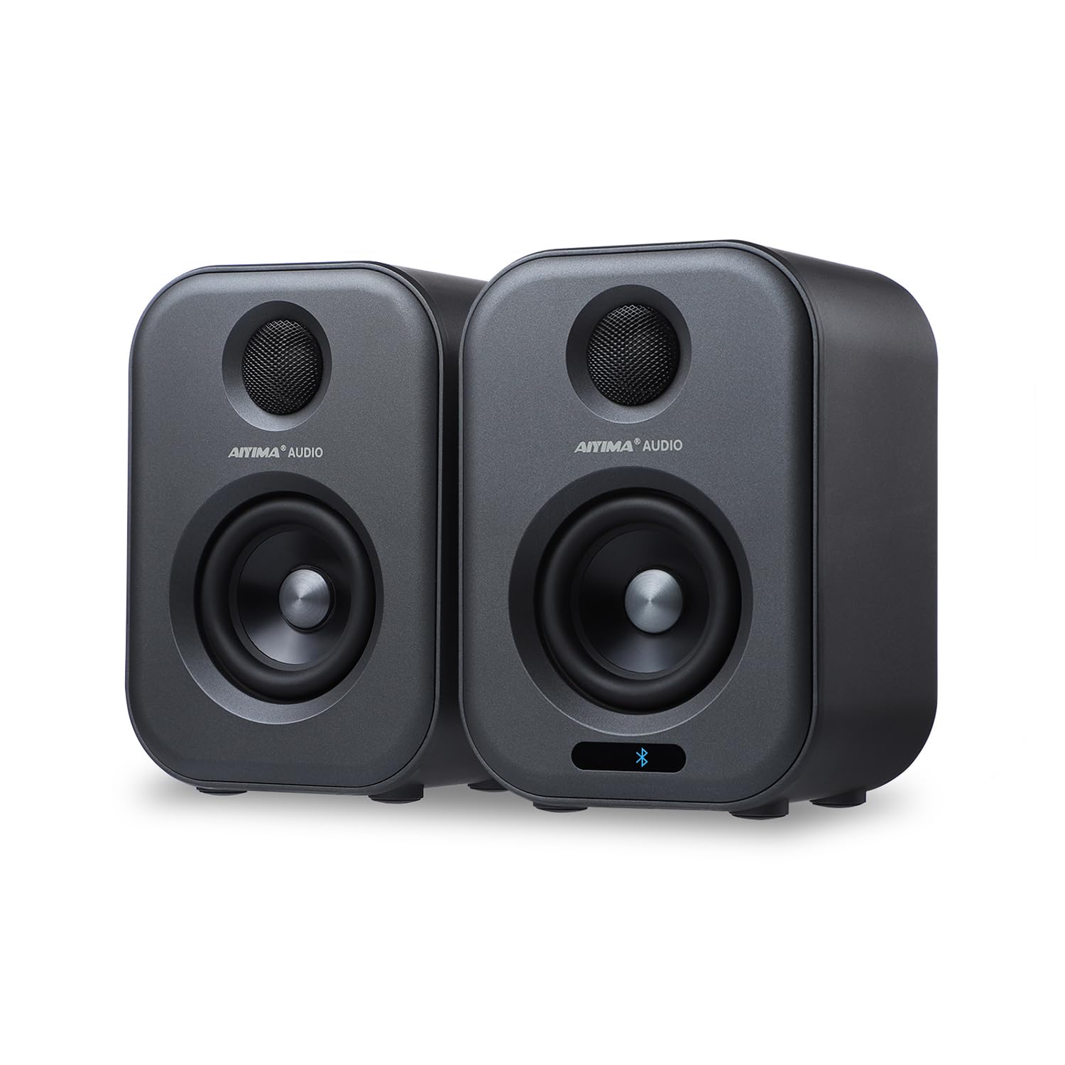 AIYIMA S400 80W 2.0 Channel Bluetooth Bookshelf Speakers with Woofer & Horn Tweeter - Optical/RCA/USB Input, Remote Control - Perfect for Home Theater, Gaming & Music Streaming