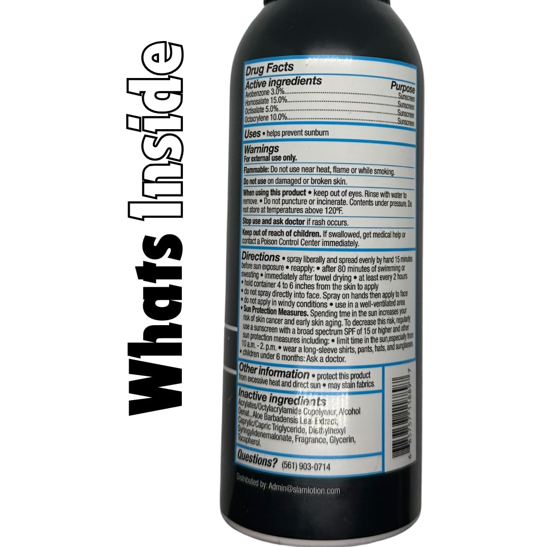 SLAM WoodsMan Men's Scented Sunscreen Spray SPF 50 - Broad Spectrum Waterproof Sunscreen for Face & Body, Sweat Resistant UVA/UVB Protection Sunblock Spray | Perfect for Outdoor Activities, Hiking, Beach & Sports