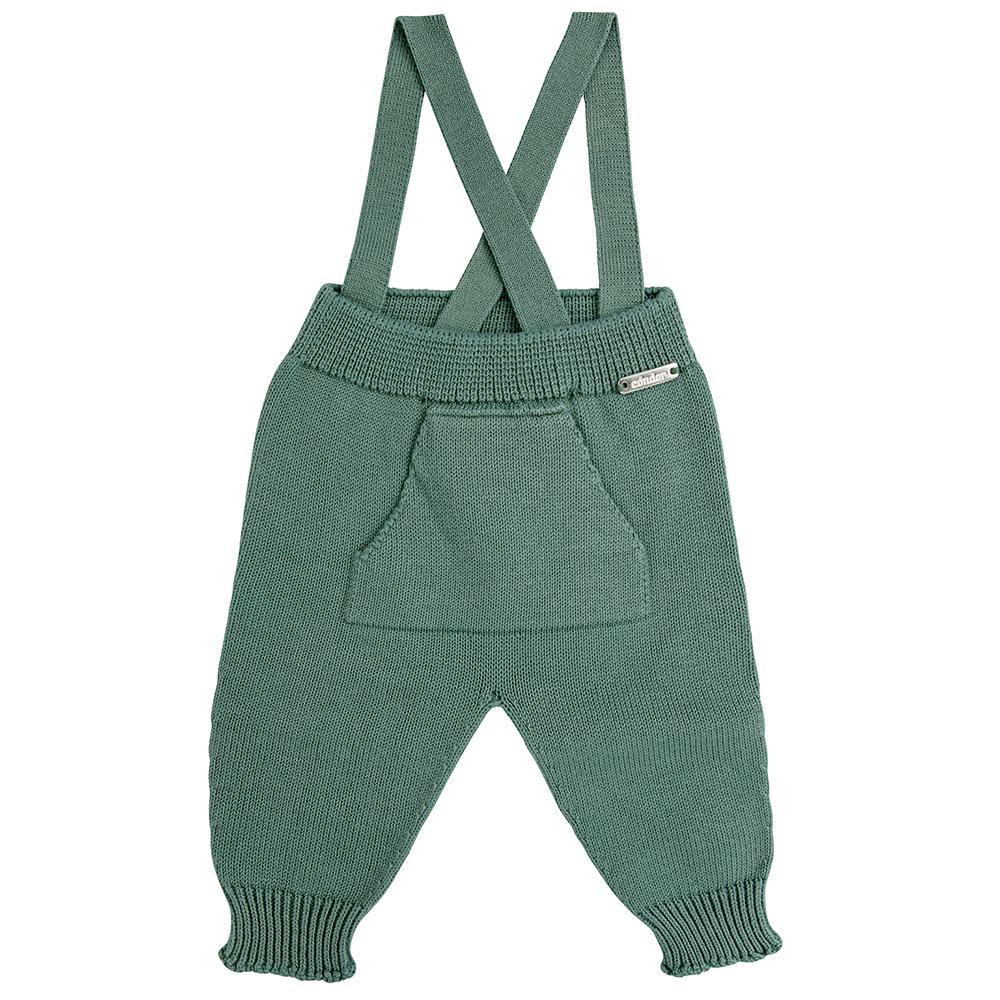 Stylish Moss Green Knitted Trousers with Adjustable Braces - Comfortable High-Waisted Pants for Women, Perfect for Office Wear, Casual Outfits & Autumn Fashion