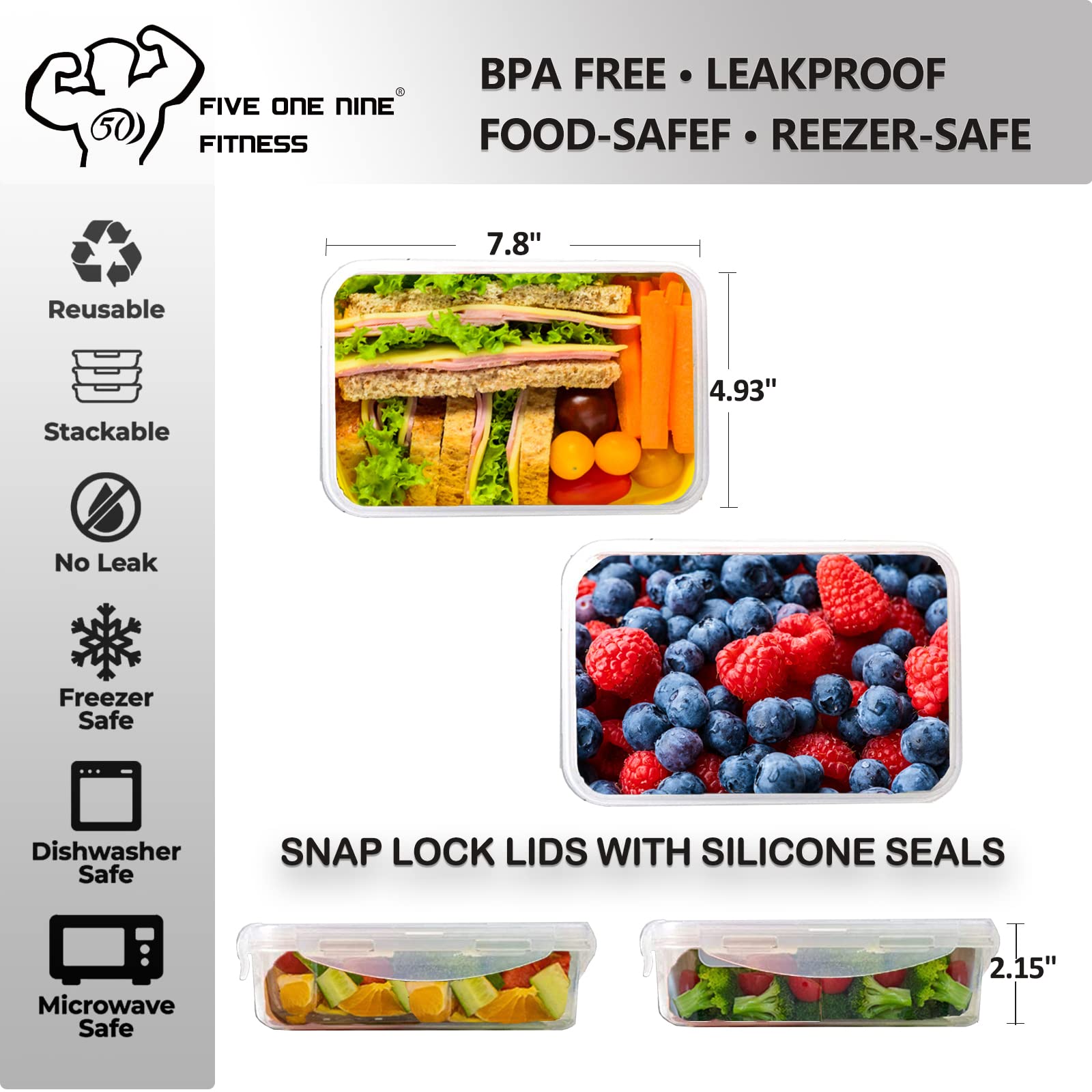 519 Fitness Meal Prep Backpack - 6 Meal Insulated Bodybuilding Gym Bag with Laptop Compartment for Men & Women | Perfect for Hiking, Picnic & Workout | Includes 6 Leakproof Food Containers, 2 Ice Packs & Shaker Bottle | Ideal for Bodybuilders, Athletes & Outdoor Enthusiasts