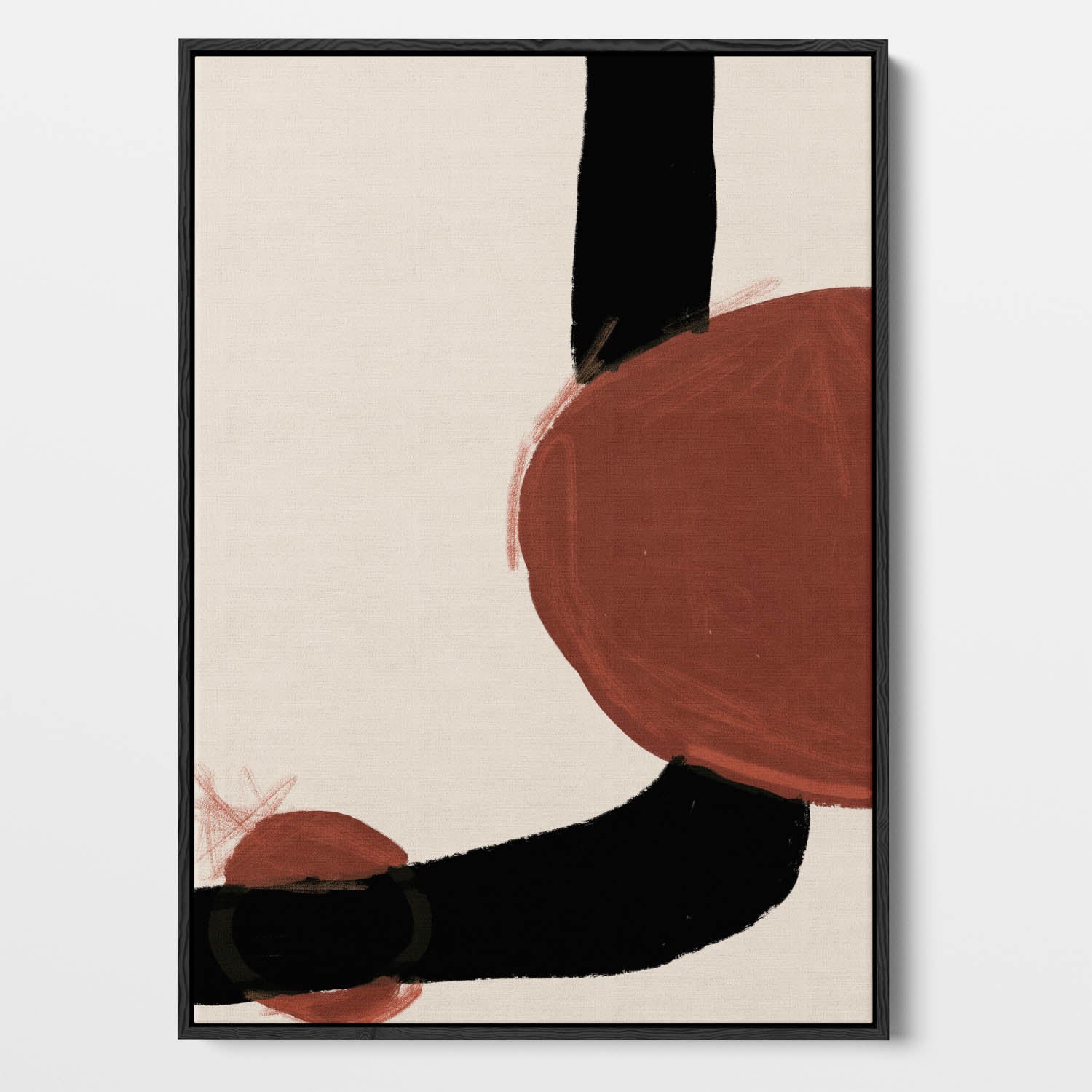Rusty Red Marks Framed Canvas Wall Art - Modern Abstract Painting for Living Room, Bedroom & Office Decor