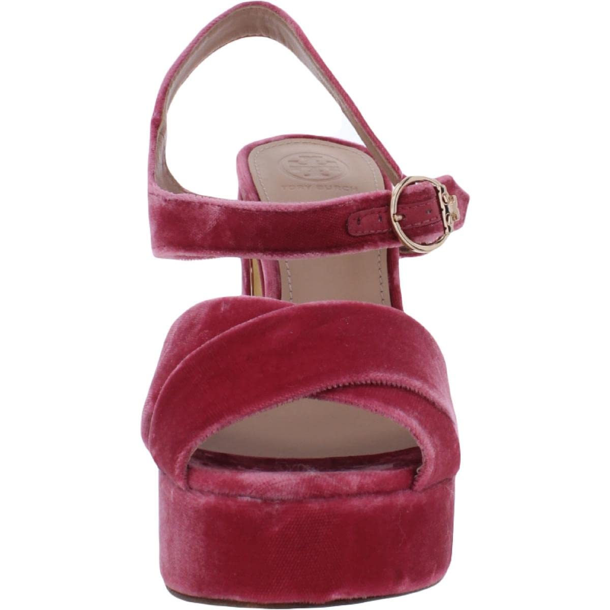 Tory Burch Women's Loretta Velvet Platform Sandals - Pink Size 5.5 Medium (B,M) | Comfortable Dressy Heels for Weddings, Parties & Summer Outfits
