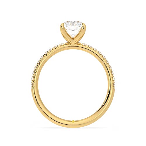 1.50 Carat 8x6mm Radiant Cut Solitaire Moissanite Engagement Ring in 14K Gold with Accent Stones for Women - D-VVS1 Clarity, Sparkling Wedding & Proposal Jewelry Gift for Her